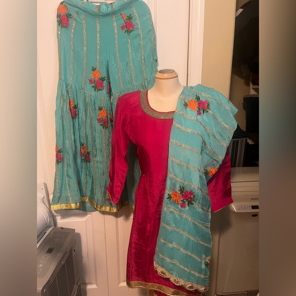 Hot pink sharara suit